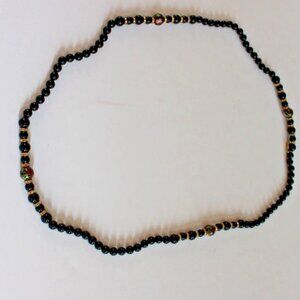 Heidi Daus Black Beaded Necklace with Flower Design